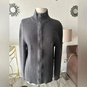 Vintage Ralph Lauren polo zip up sweater Sz L neutral fall transition outfit